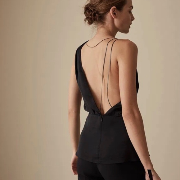 REISS Adalee Strappy Satin Top – Black (Size 6) - Picture 4 of 9